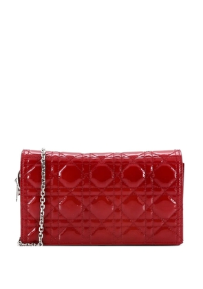 Christian Dior Pre-Owned Lady Dior Chain Pouch Cannage Quilt Patent crossbody bag - Red