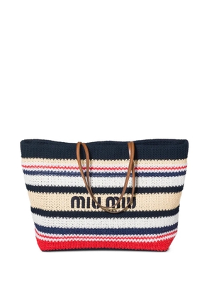 Miu Miu raffia-effect woven tote bag - Blue