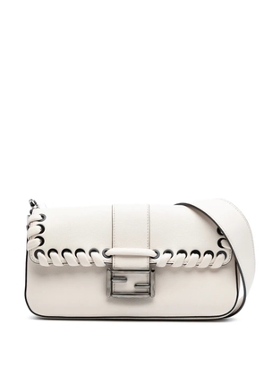 Fendi Pre-Owned 2010-2025 Whipstitch Leather Baguette crossbody bag - White