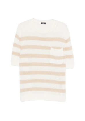 Hosio striped patch-pocket sweater - White