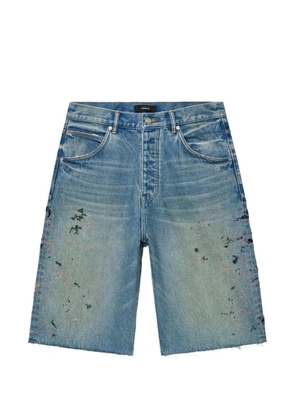 Purple Brand beaded splatter raw-cut shorts - Blue