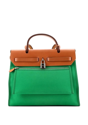 Hermès Pre-Owned Herbag Zip Berline Vache Canvas and Leather 31 shoulder bag - Green