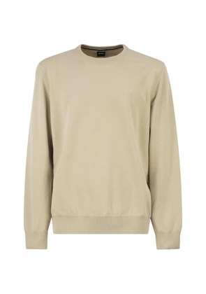 BOSS embroidered-logo crew neck sweater - Neutrals