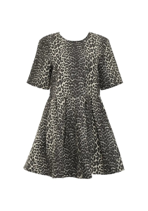 GANNI buckle leopard print dress - Neutrals