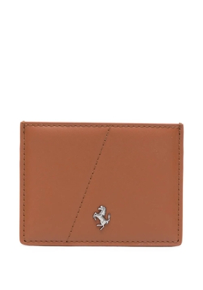 Ferrari logo-plaque leather card holder - Brown