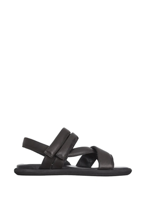 PURO leather flat sandal - Black