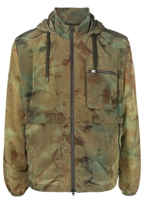 Herno camouflage-pattern hooded bomber jacket - Green