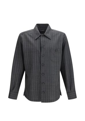 Dolce & Gabbana pocket-detail striped wool shirt - Grey
