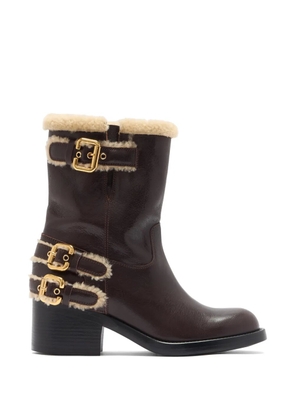 Chloé Dakota buckle shearling boots - Brown
