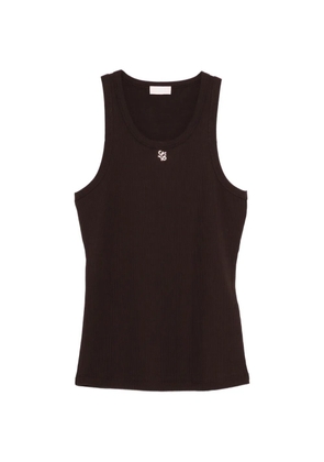LIU JO ribbed logo tank top - Brown
