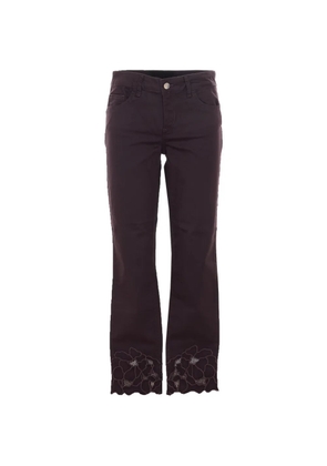 LIU JO floral-embroidered trousers - Brown