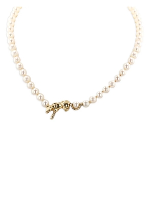 Cartier 18K yellow gold pearl Panther necklace