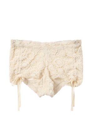 ISABEL MARANT Yeliz floral-details mini cotton shorts - Neutrals