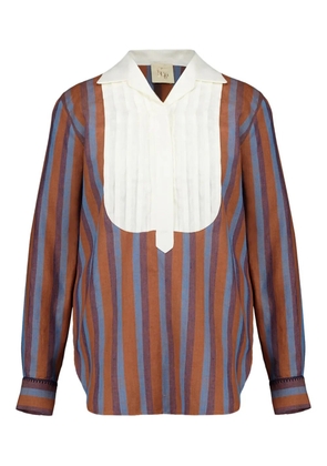 PAULA Bella striped pleated-bib blouse - Orange