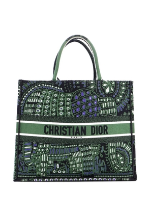Christian Dior Pre-Owned Book Embroidered Canvas Large tote bag - Green