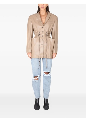 The Mannei gathered-wait blazer - Neutrals