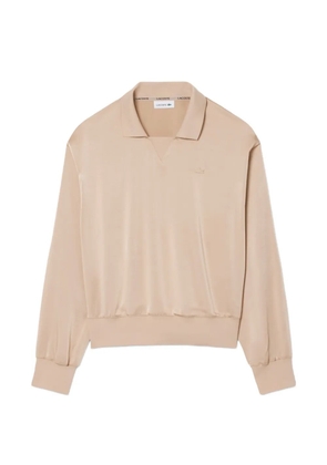 Lacoste relaxed-fit satin polo top - Neutrals