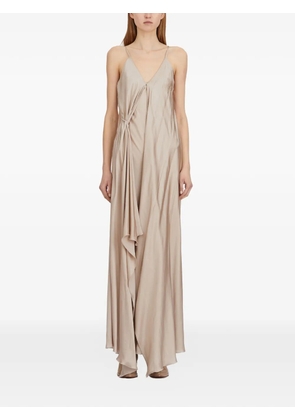 Collection Privée? V-neck draping maxi dress - Neutrals