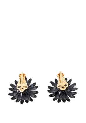 Vintage flower-motif clip-on earrings - Black