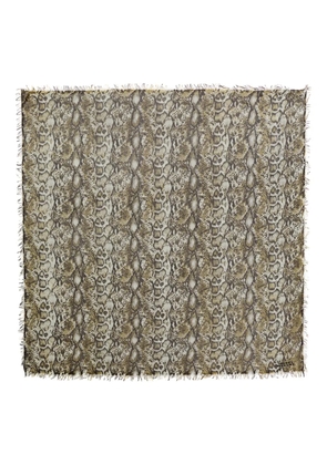 ISABEL MARANT snake-print fringed scarf - Neutrals