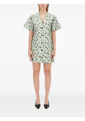 GANNI button floral mini dress - Green