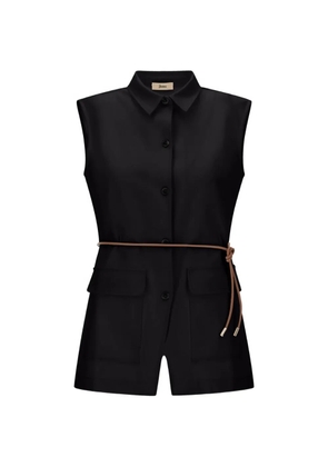 Herno flap pockets belted vest - Black