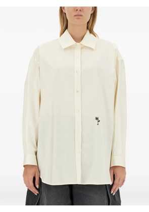 Palm Angels logo-embroidered buttoned shirt - Neutrals