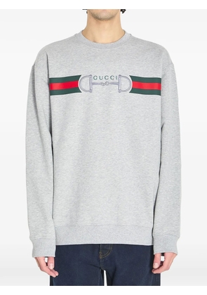 Gucci striped logo crew-neck sweatshirt - Grey