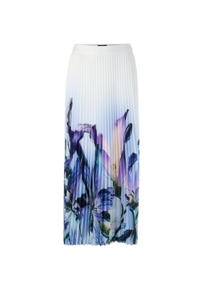 MARCCAIN lily-print pleated midi skirt - White