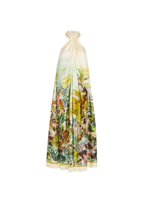 ALEMAIS Jungle Boogie halterneck silk maxi dress - Green
