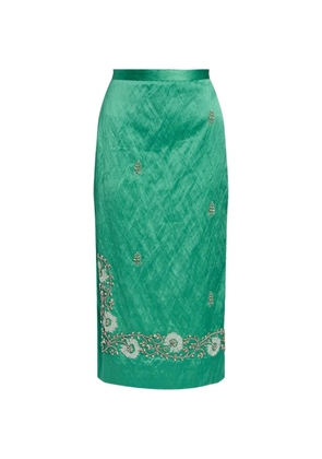 ERDEM floral-embroidered midi skirt - Green