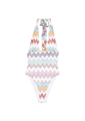 Missoni halterneck zig-zag swimsuit - White