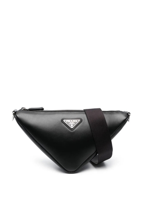 Prada Triangle logo plaque crossbody bag - Black