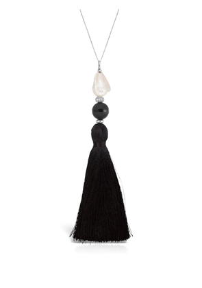 OBSIDIAN tassel onyx necklace - Silver