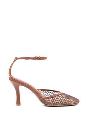 Lola Cruz Ruby ankle strap net pumps - Brown