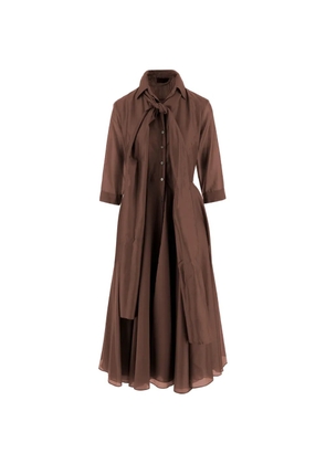 F.It tie-fastening long-sleeved midi dress - Brown