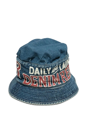 KAPITAL lettering-print denim bucket hat - Blue
