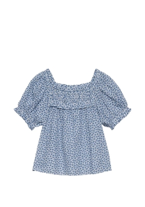 DÔEN Frances floral-print smocked blouse - Blue