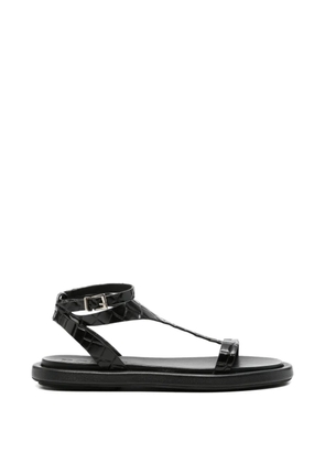 POEVE Nairobi croc-effect t-bar sandals - Black