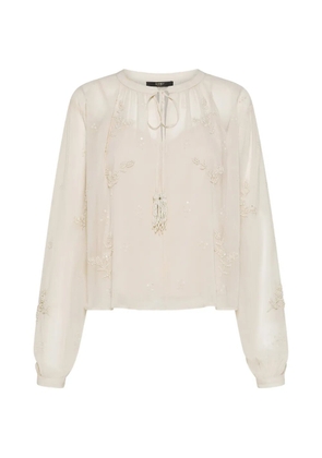 Seventy floral-embellished blouse - Neutrals