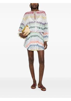 Missoni zigzag tie mini dress - White