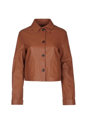 Jacob Cohën cropped leather jacket - Brown
