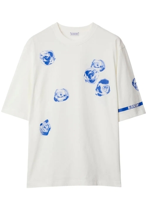 Burberry Rose-print cotton T-shirt - White