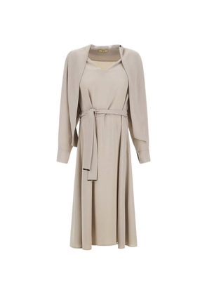 Herno V-neck belt-detail midi dress - Neutrals