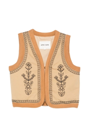Antik Batik Maria floral-embroidered waistcoat - Neutrals