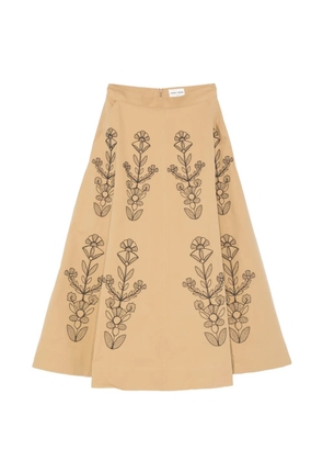 Antik Batik Maria floral-embroidered maxi skirt - Neutrals