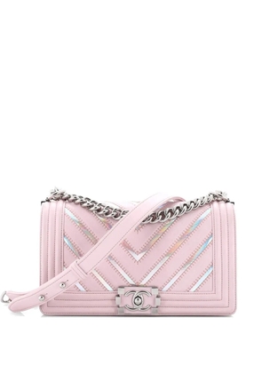 CHANEL Pre-Owned Boy Flap Bag Chevron Lambskin with Holographic PVC Old Medium crossbody bag - Pink