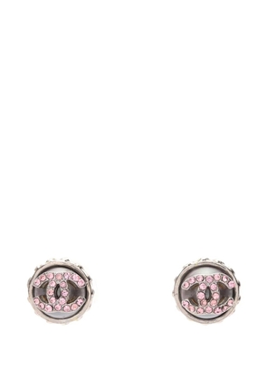 CHANEL Pre-Owned 2002 CC Stainless Steel Rhinestones Push Back Earrings costume earrings - Pink
