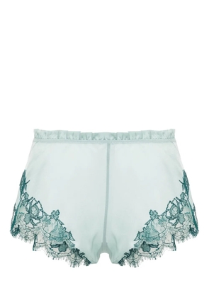 Carine Gilson lace-trim silk pyjama shorts - Blue