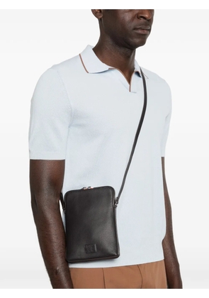 Paul Smith embossed-logo leather messenger bag - Brown